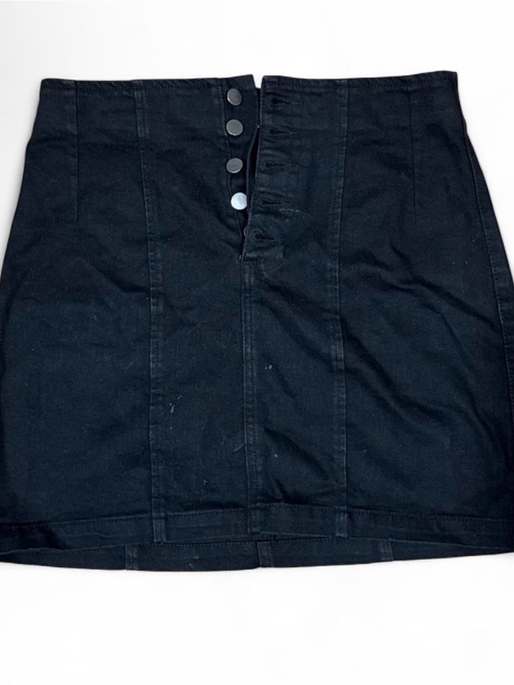 Tinseltown Black High-Waist Button Mini Skirt